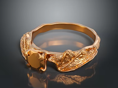 High Quality Golden Carved Hardware Tool with Gemstone Accent and Ornate Design 3d model