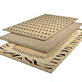 Stacked Square Rugs With Different Patterns And Beige Natural Material Design 3d model