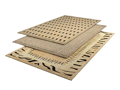 Stacked Square Rugs With Different Patterns And Beige Natural Material Design 3d model