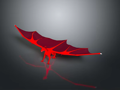 Game Movie Character Red Dragon With Large Wings 3D Rendered Fantasy Design 3d model
