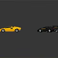 Colorful Sports Car Models With Blue Black And Yellow Stylish Designs