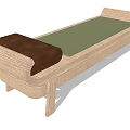 Wooden Lounge Chair with Green Cushion and Brown Pillow for Comfortable Relaxation