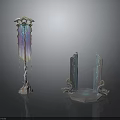 Decorative Sculptural Columns With Fringes Intricate Carvings And Metallic Finish