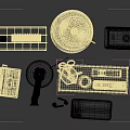 Elegant Modern Decorative Ornament Set With Gold Metallic Elements And Desktop Accessories