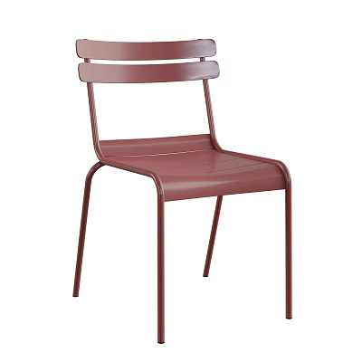 Red Metal Frame Leisure Chair With Simple Design Backrest And Comfortable Seat 3d model