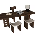 Middle Style Desk and Chair Stool Table Lamp Desk 3d model