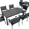 Modern Outdoor Table Set With Six Metal Chairs For Patio Use
