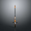 Orange And Black Garden Digging Tool With Long Handle And Metal Blade
