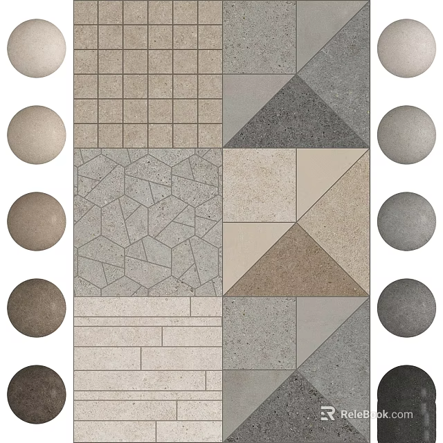Building Components With Geometric Tile Patterns Various Shapes And Neutral Tones 3d model