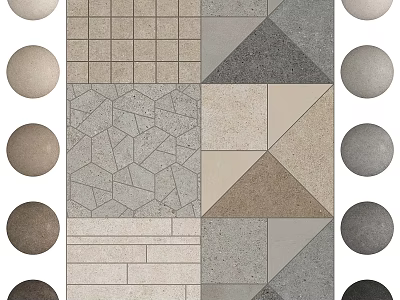 Building Components With Geometric Tile Patterns Various Shapes And Neutral Tones 3d model