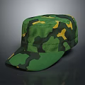 Stylish Green Camouflage Cap With Yellow Patterns For Outdoor And Daily Use