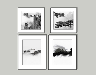 New Chinese Landscape Painting Decorative Hanging Painting 3d model