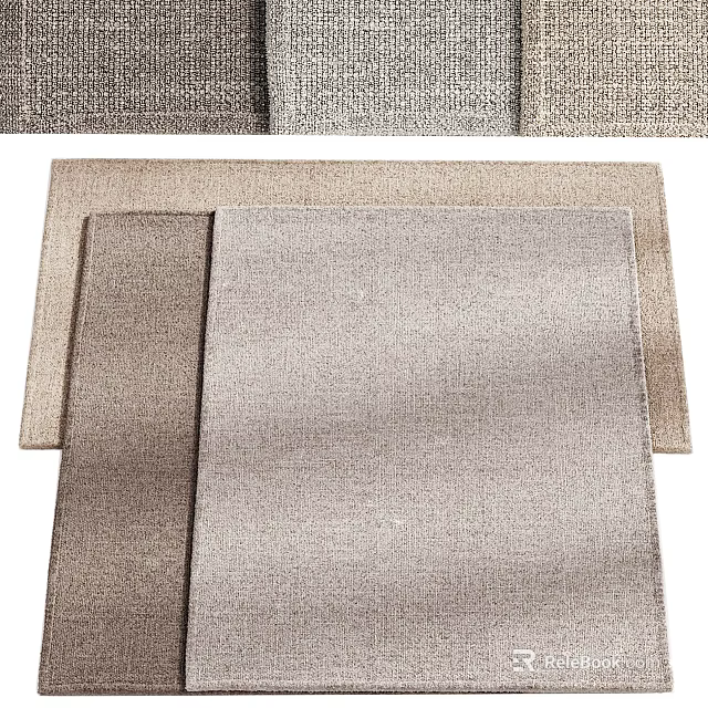 Modern Neutral Square Rug Woven Texture Soft Surface For Living Room Home 3d model 