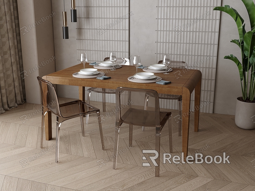 Nordic Dining Table and Chair Combination model