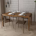 Nordic Dining Table and Chair Combination 3d model