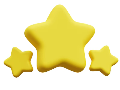 Yellow Star Decorative Ornament Set with Three Pieces Large Center and Small Side Stars 3d model