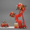 Commercial Event Decor Equipment With Red Spiral Structure White Pebbles Base And Orange Cylinder