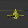 Modern Green Helicopter 3D Model With Large Rotors Cockpit And Mechanical Structure