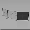 Metal Mesh Fence Structure With Black Panel Sections And Base Supports