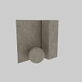 Minimalist Interior Design With Light Gray Spherical Component And Textured Wall