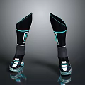 Black Leg Braces With Blue Accents White Details And Reflective Soles