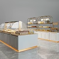 Modern Showcase Shelves With Glass Cover Layered Design White Cabinetry And Golden Accents