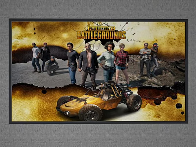 PlayerUnknowns Battlegrounds Game Poster With Characters And Off Road Buggy 3d model