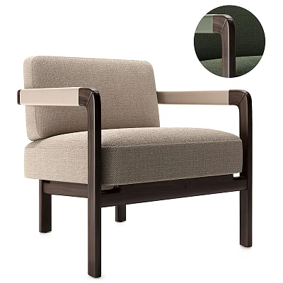 Modern Single Sofa With Beige Fabric Upholstery Dark Wooden Arms Legs And Smooth Texture 3d model