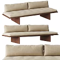 Modern Beige Fabric Sectional Sofa With Wooden Frame And Minimalist Design