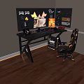Modern Gaming Desk and Chair Set With Computer Monitor Keyboard RGB Lighting and Ergonomic Chair