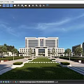 Modern Hospital Building Exterior With Spacious Entrance Landscaped Plaza And Clear Blue Sky