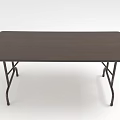 Dark Brown Rectangular Dining Table With Wooden Top And Metal Legs 3d model