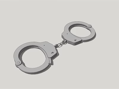 Silver Metal Handcuffs With Chain Link And Secure Lock Mechanism Design 3d model