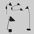 Modern Minimalist Lighting Combination With Black Wall Table And Floor Lamps With Metal Details