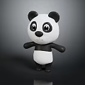 Cute Black And White Panda Doll With Big Eyes In Cartoon Standing Pose