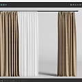Brown and White Curtains Hanging On Rod With Textured Fabric Design