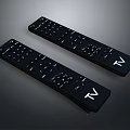 Two Black TV Remote Controls with White Buttons and TV Logo Design