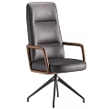 Modern Multi Color High Back Leather Swivel Office Chairs With Wooden Armrests For Workspace