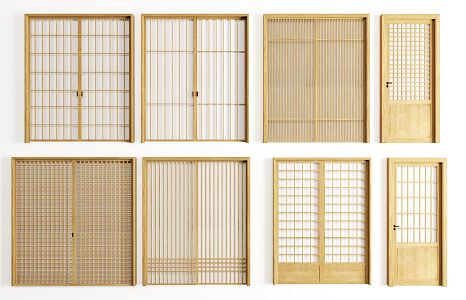 Japanese-style sliding door 3d model