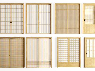 Japanese-style sliding door 3d model