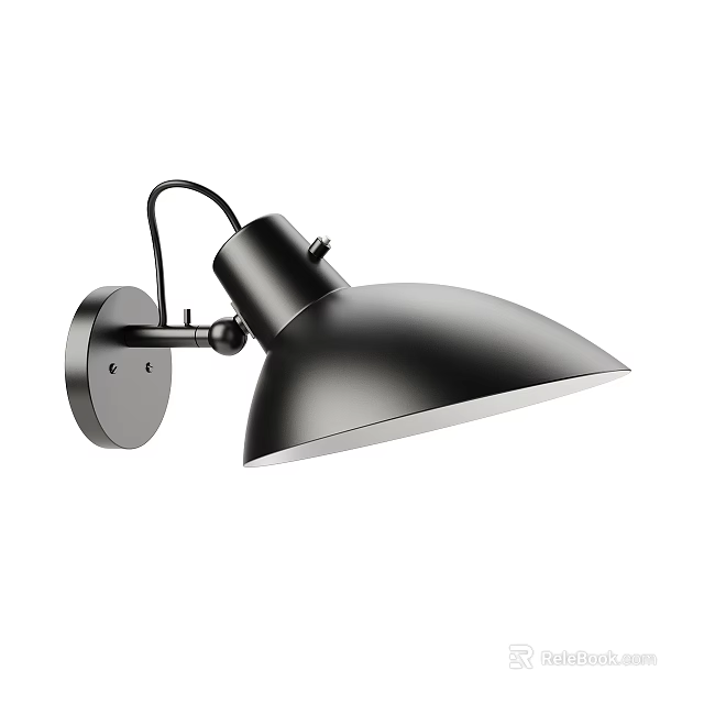 Sleek Modern Black Adjustable Wall Lamp With Metal Curved Shade And Stylish Design 3d model 