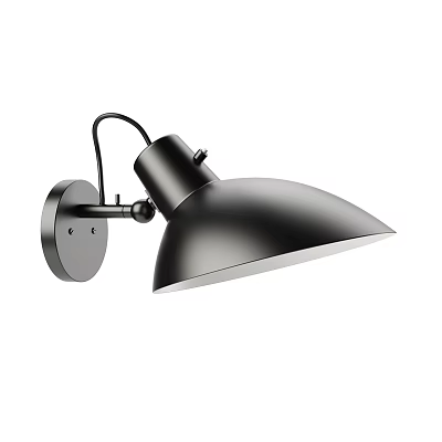 Sleek Modern Black Adjustable Wall Lamp With Metal Curved Shade And Stylish Design 3d model