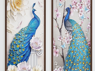 New Chinese Animal Painting Peacock Hanging Painting model