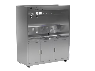 Stainless Steel Mobile Storage Cabinet with Top Control Panel and Sink 3d model