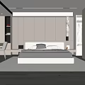 Modern Bedroom Interior With Bed Bedside Tables Wardrobe And Desk Chair