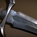 Ancient Handcrafted Sword With Intricate Engraved Blade And Decorated Hilt