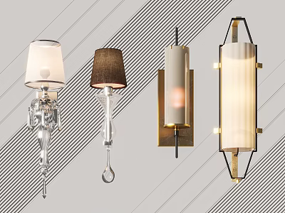 Modern Wall Lamps With Various Designs Glass Metal Shades And Decorative Styles 3d model