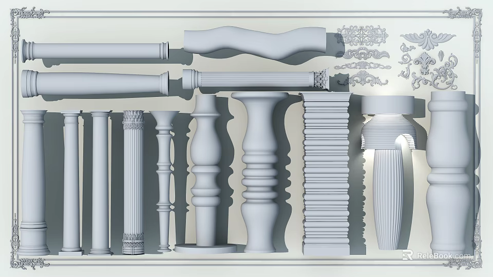 Roman Columns Various Classical Architectural Styles With Ornate Decorative Details 3d model 