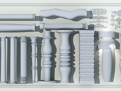 Roman Columns Various Classical Architectural Styles With Ornate Decorative Details 3d model