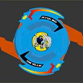 Blue Toy Train With Orange Components And Cartoon Design Reflective Bottom